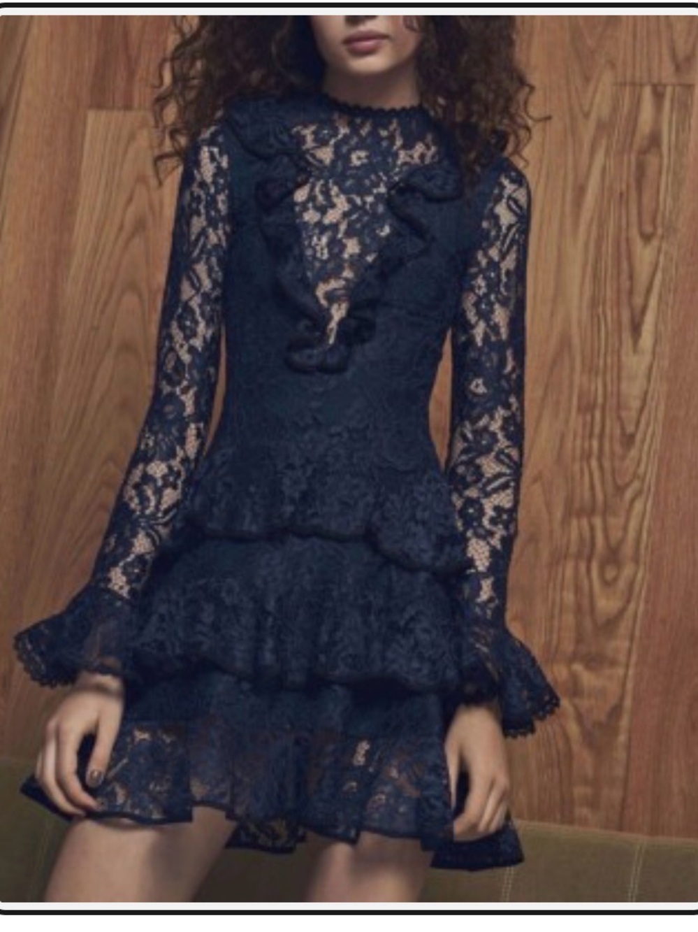 Alexis Navy Lace Ruffle Mini Dress